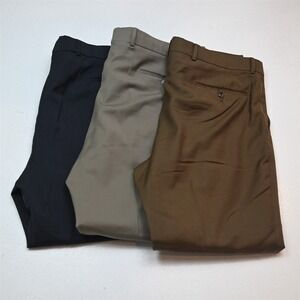 Lot 3 Ballin 40x30 Brown Khaki Gray 100% Wool Straight Cuffed Dress Mens Pants